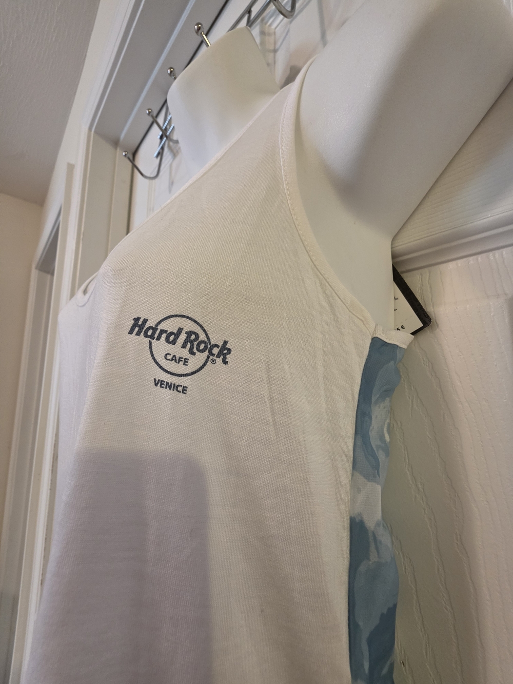 Hard Rock Cafe Venice White Tank with Blue Side Panels Size XS NEW